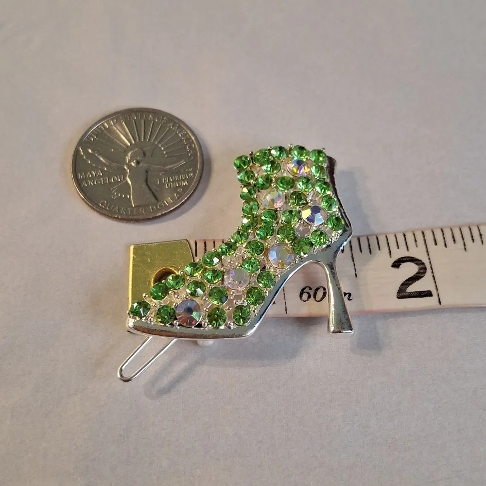 Green Rhinestone High Heel Barette
